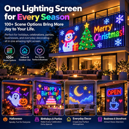 TopSpire®✨ Turn Your Balcony Into A Giant LED Light Show!🎄 Smart 300-LED Animated Mesh Screen 🎆
