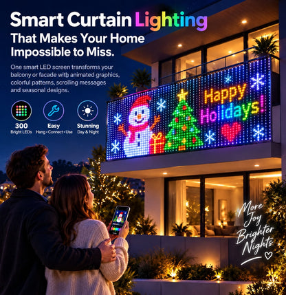 TopSpire®✨ Turn Your Balcony Into A Giant LED Light Show!🎄 Smart 300-LED Animated Mesh Screen 🎆