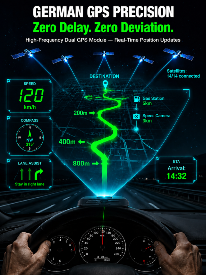 TopSpire®🚗Smart In-Car HUD Co-Pilot: Clear Directions, Works on Sedans, SUVs, Pickups, RVs, and More