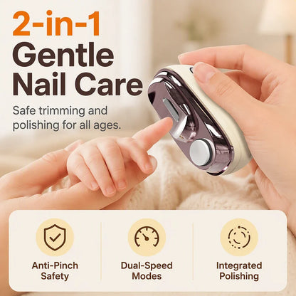 TopSpire®🔥Last Day 50% OFF -✂️ 2-in-1 Smart Electric Nail Clipper & Polisher – Anti-Pinch Safety & LED Light 💅