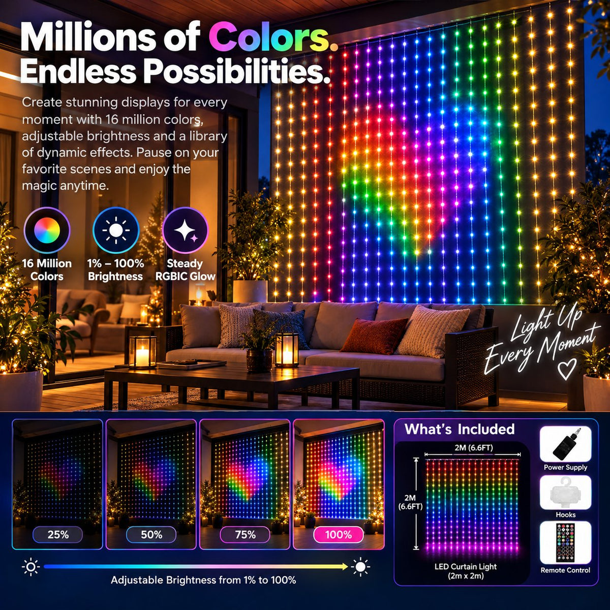 TopSpire®✨ Turn Your Balcony Into A Giant LED Light Show!🎄 Smart 300-LED Animated Mesh Screen 🎆