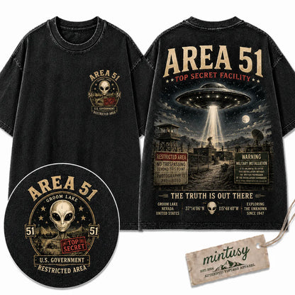 "Area 51 Top Secret" Vintage UFO Graphic Tee
