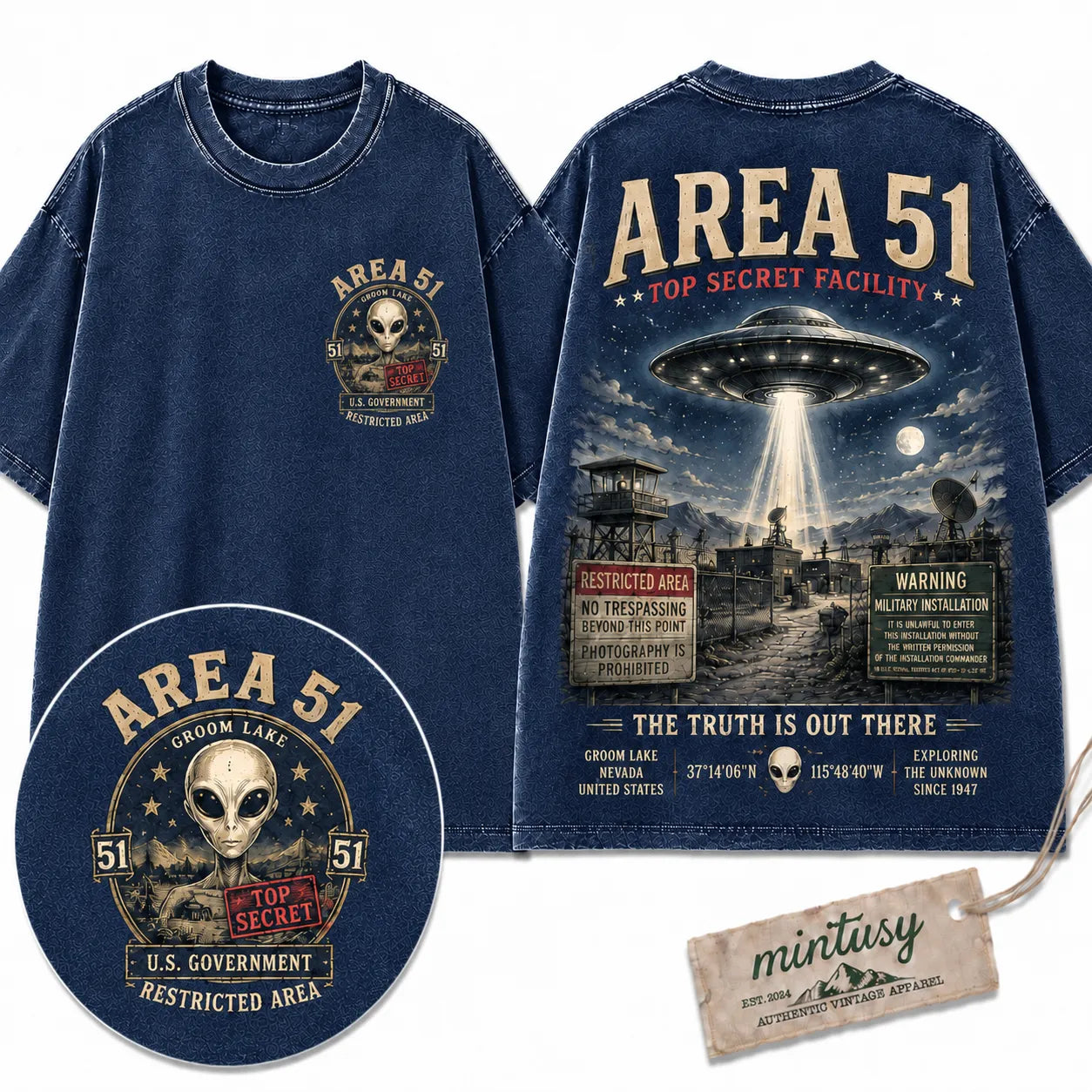 "Area 51 Top Secret" Vintage UFO Graphic Tee