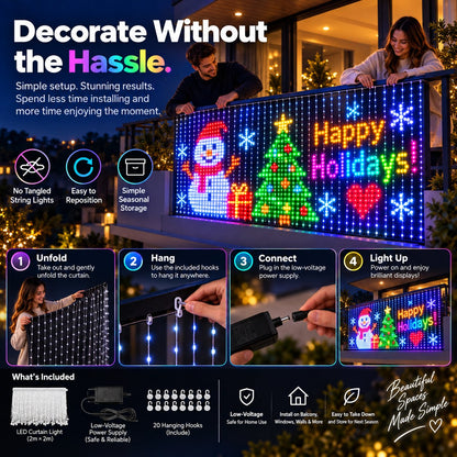 TopSpire®✨ Turn Your Balcony Into A Giant LED Light Show!🎄 Smart 300-LED Animated Mesh Screen 🎆