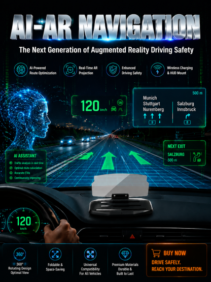 TopSpire®🚗Smart In-Car HUD Co-Pilot: Clear Directions, Works on Sedans, SUVs, Pickups, RVs, and More